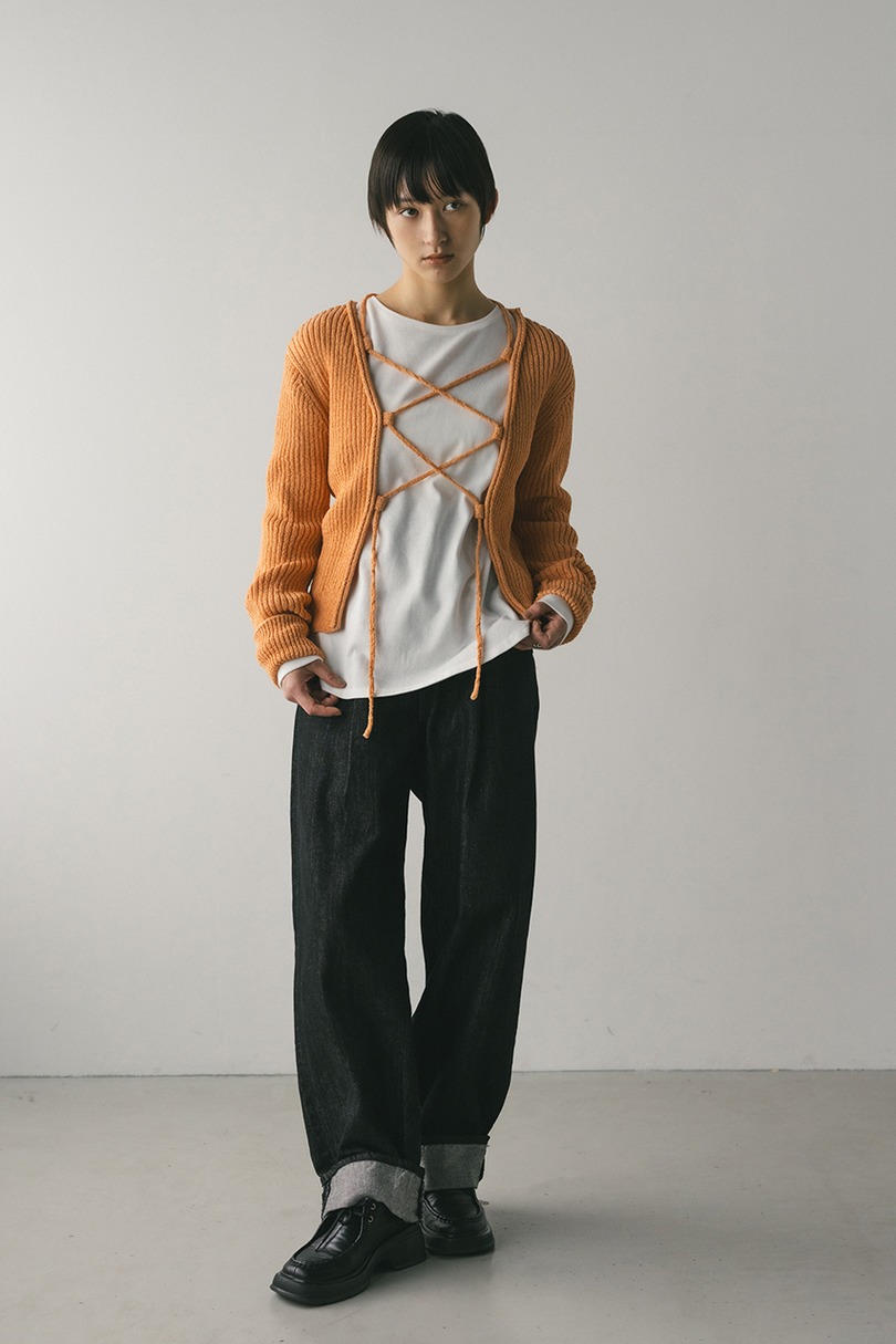 レースアップリブニットトップ 詳細画像 ORG 2