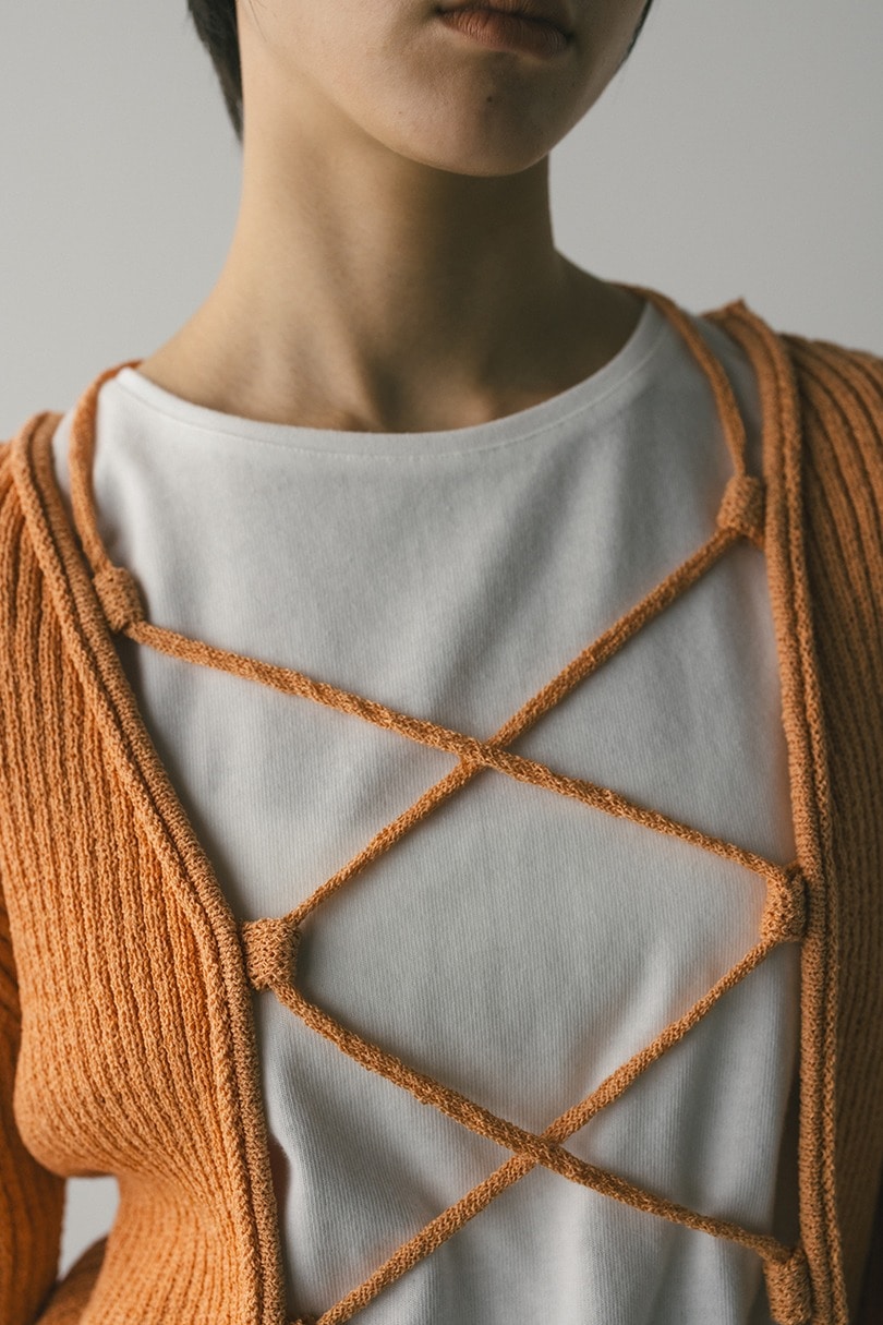 レースアップリブニットトップ 詳細画像 ORG 4