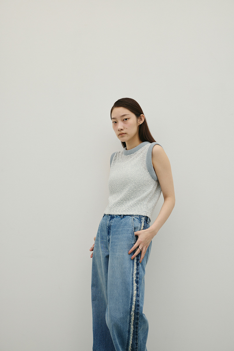 メランジクッションリブニット 詳細画像 柄SAX 3