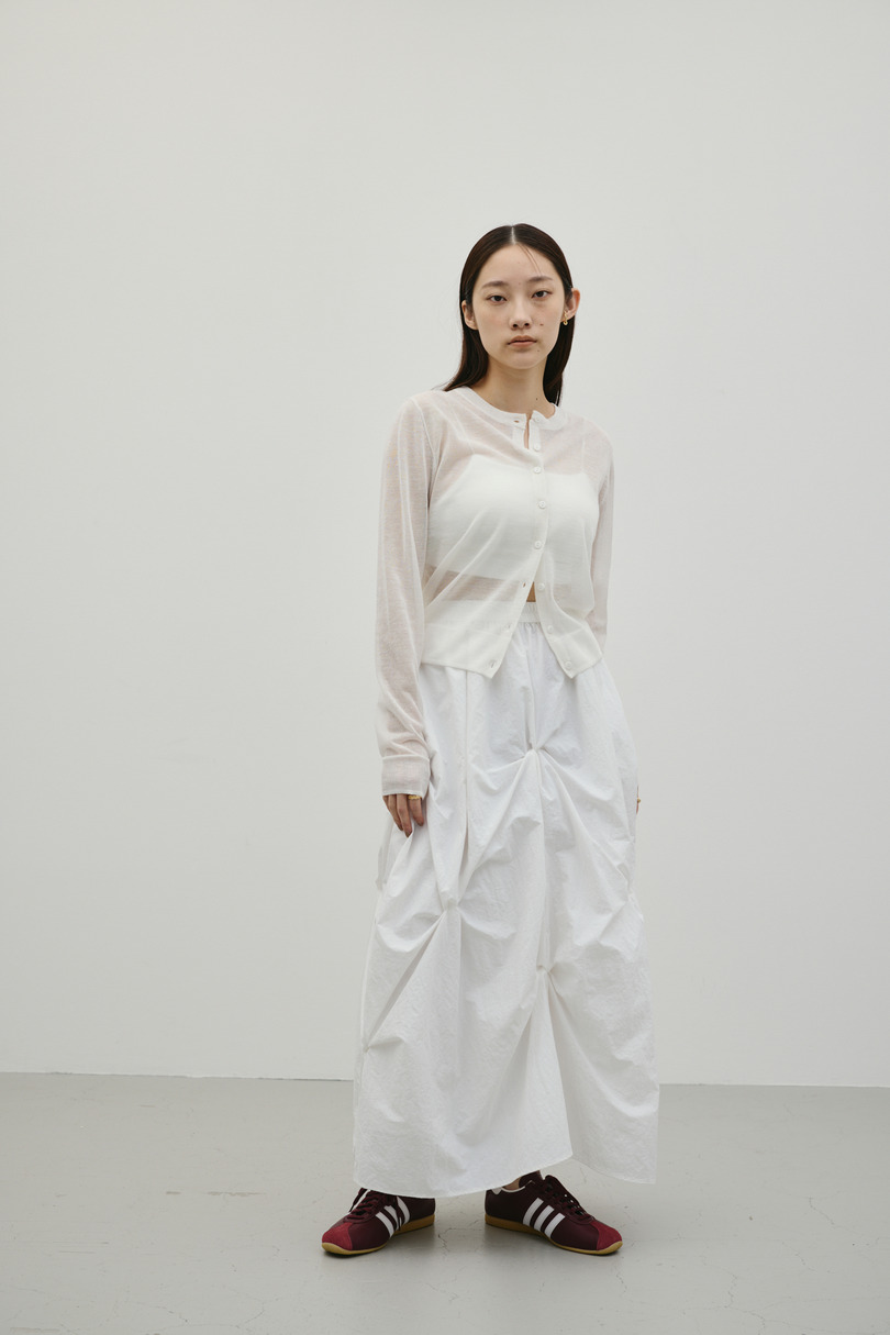 ウォッシャブルリネンニットカーディガン 詳細画像 WHT 2