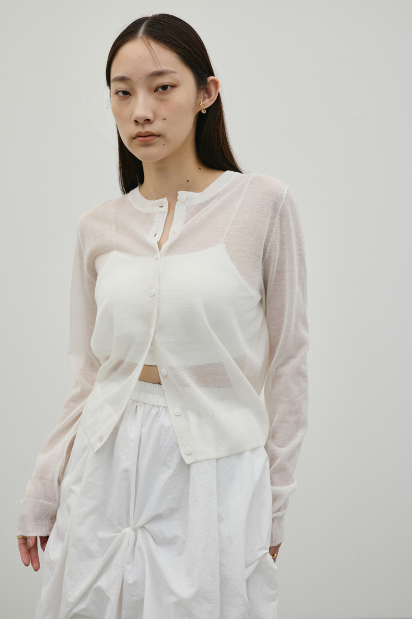 ウォッシャブルリネンニットカーディガン 詳細画像 WHT 4