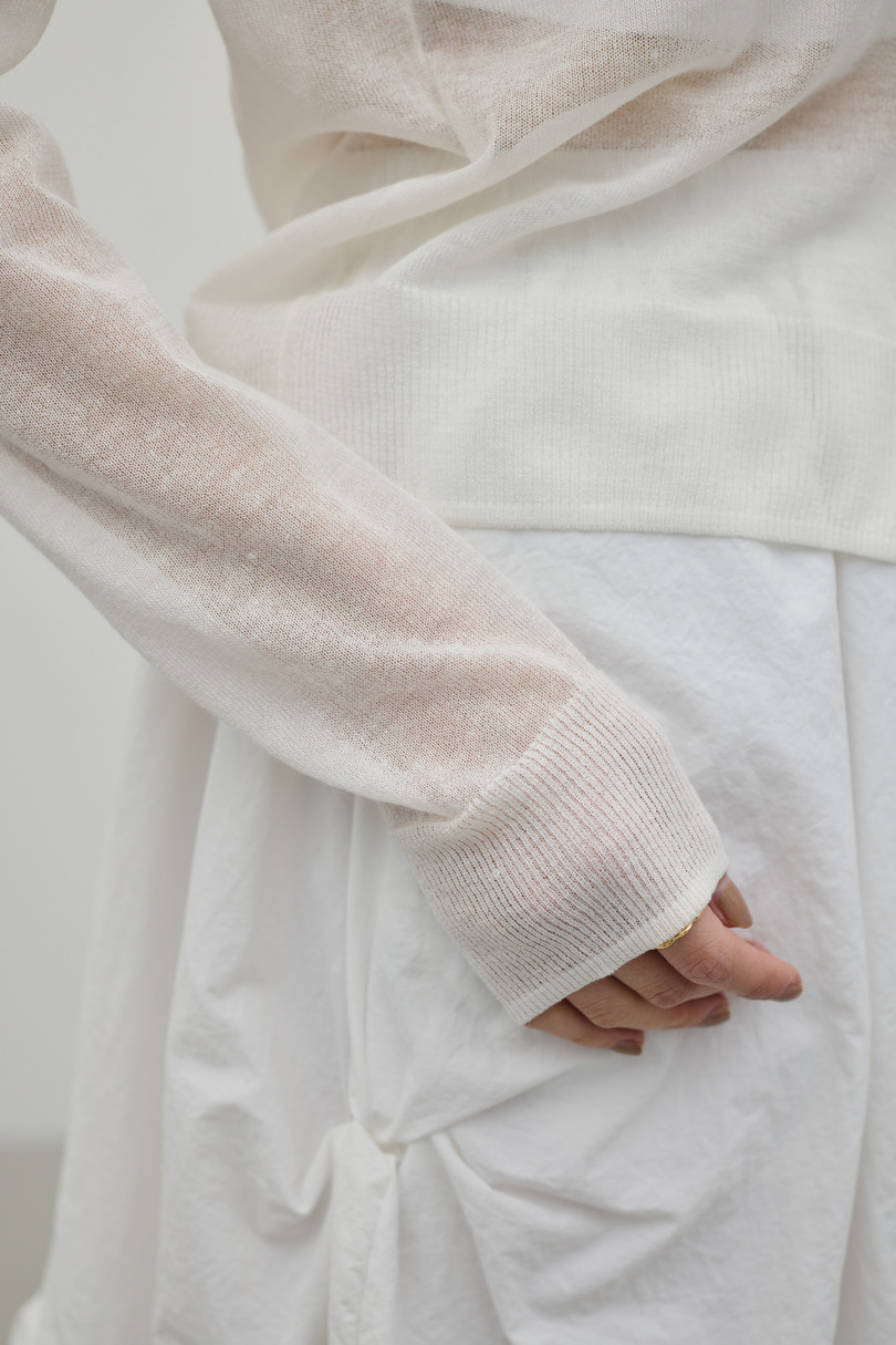 ウォッシャブルリネンニットカーディガン 詳細画像 WHT 5