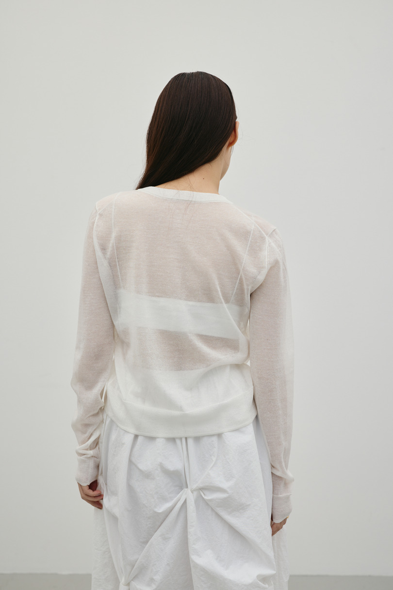 ウォッシャブルリネンニットカーディガン 詳細画像 WHT 6