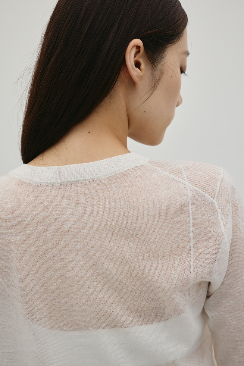 ウォッシャブルリネンニットカーディガン 詳細画像 WHT 7