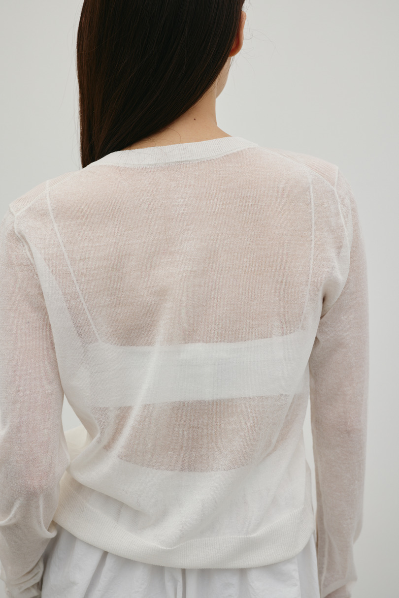 ウォッシャブルリネンニットカーディガン 詳細画像 WHT 8