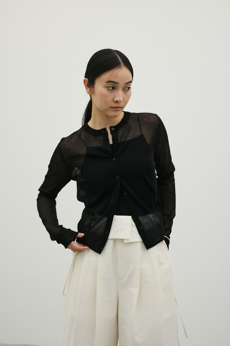 ウォッシャブルリネンニットカーディガン 詳細画像 BLK 3