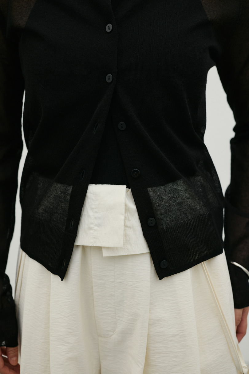 ウォッシャブルリネンニットカーディガン 詳細画像 BLK 5