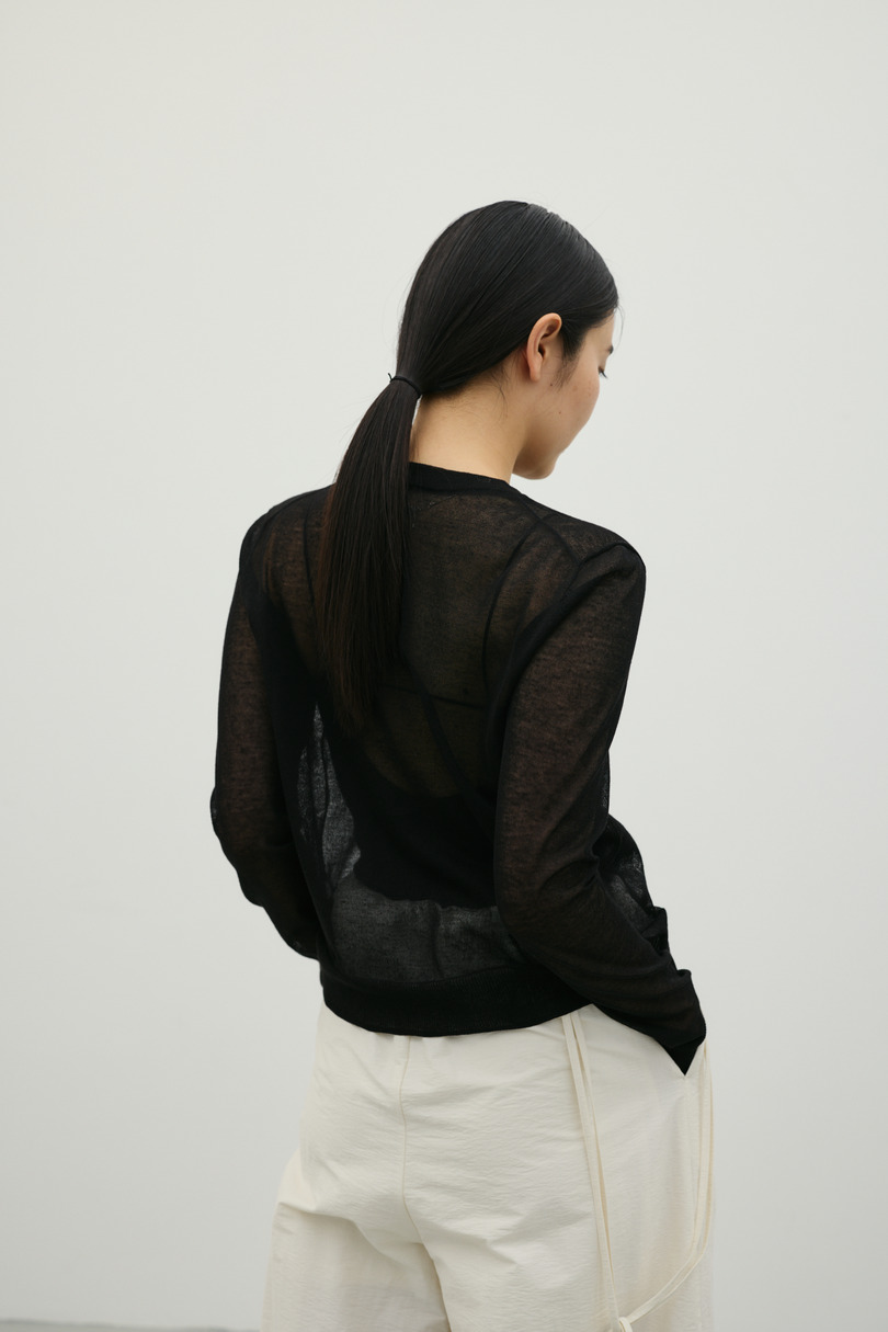 ウォッシャブルリネンニットカーディガン 詳細画像 BLK 7