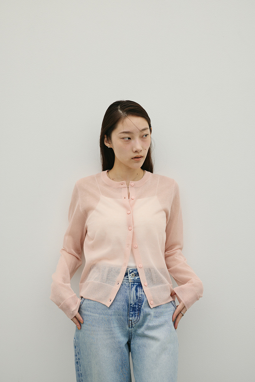 ウォッシャブルリネンニットカーディガン 詳細画像 PNK 2