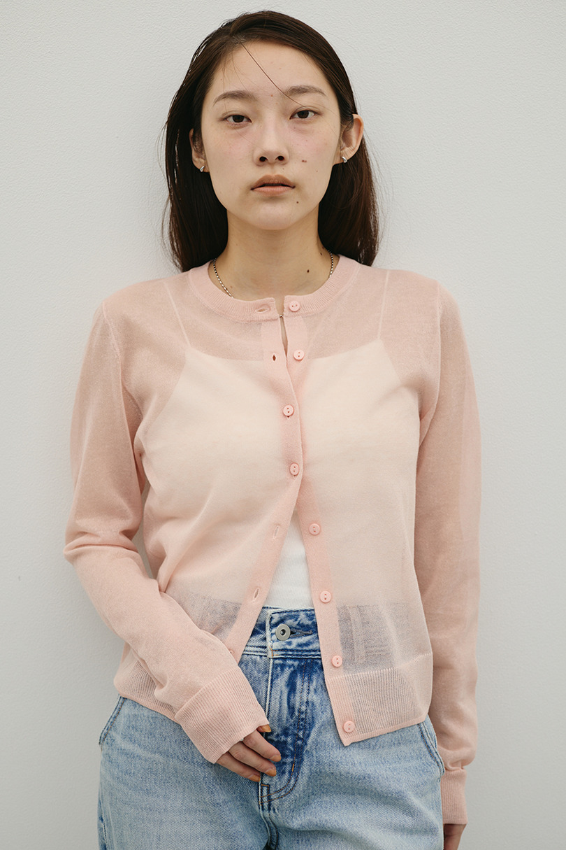 ウォッシャブルリネンニットカーディガン 詳細画像 PNK 3