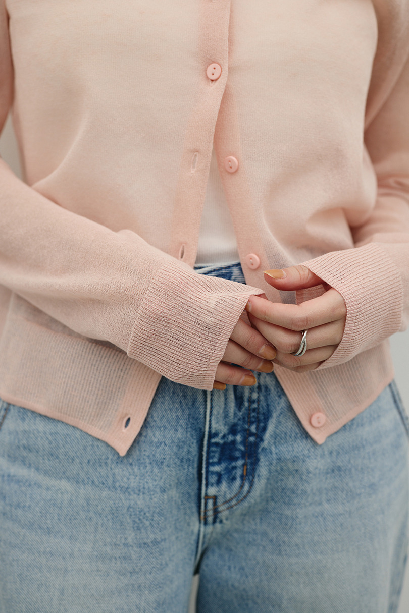 ウォッシャブルリネンニットカーディガン 詳細画像 PNK 8