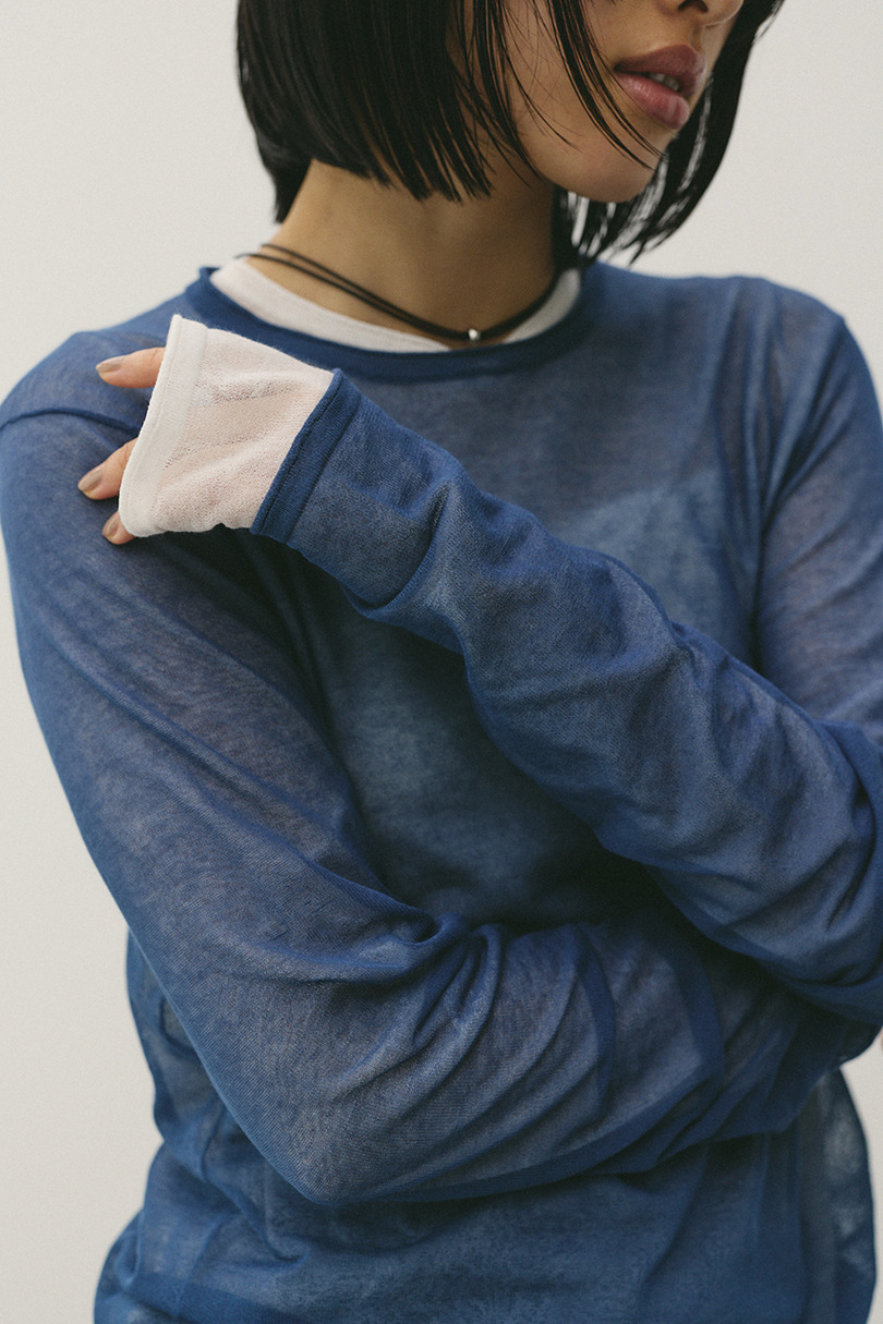シアースキンニットトップ 詳細画像 NVY 8