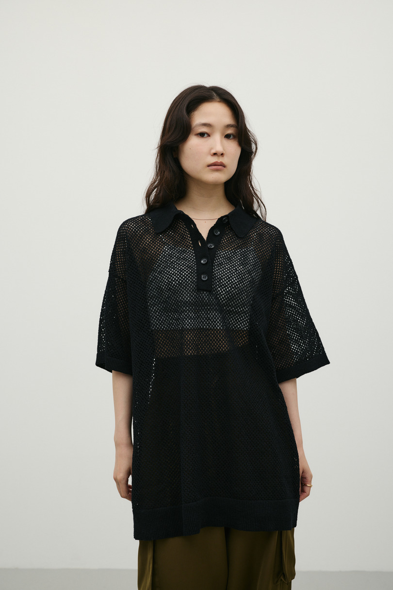 メッシュオーバーニットポロ 詳細画像 BLK 5