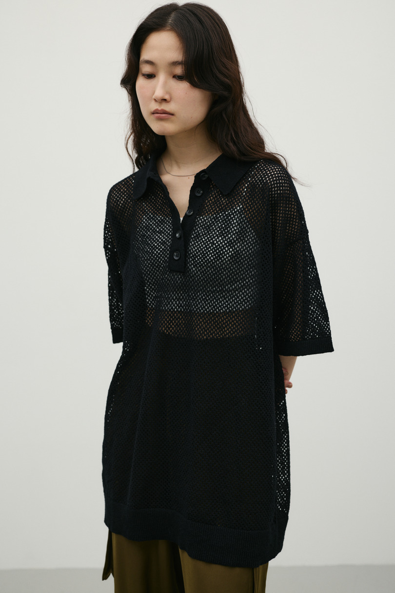 メッシュオーバーニットポロ 詳細画像 BLK 6