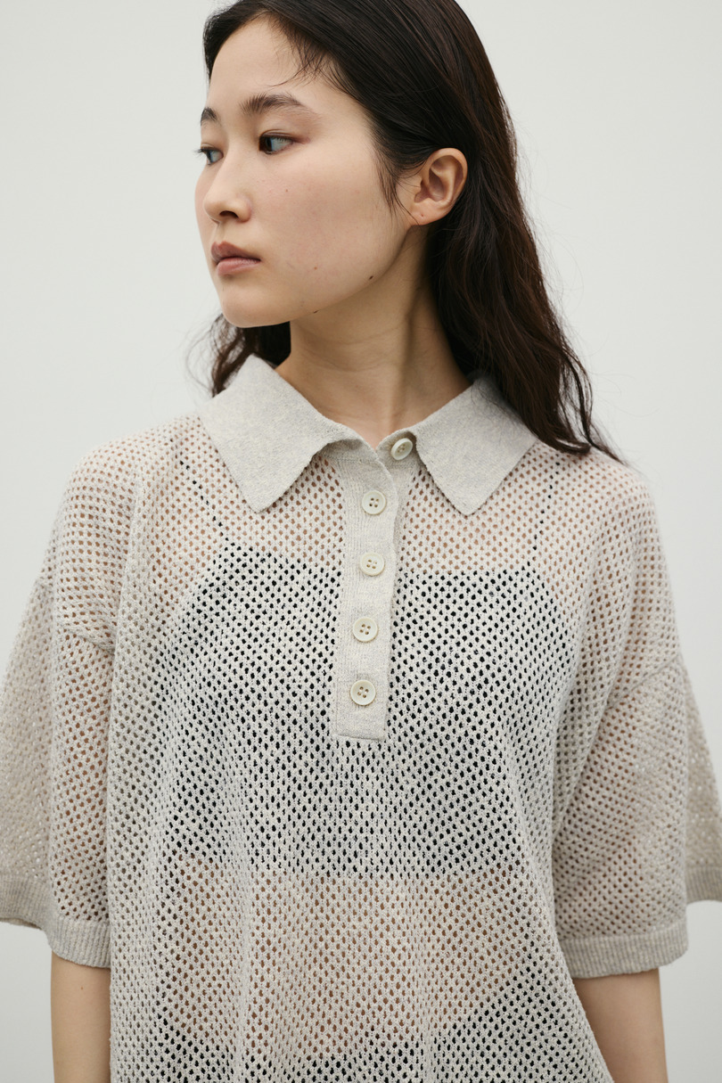 メッシュオーバーニットポロ 詳細画像 GRY 6
