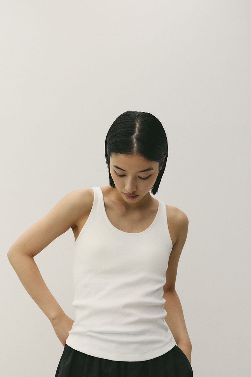 カップ付きリブタンクトップ 詳細画像 WHT 2