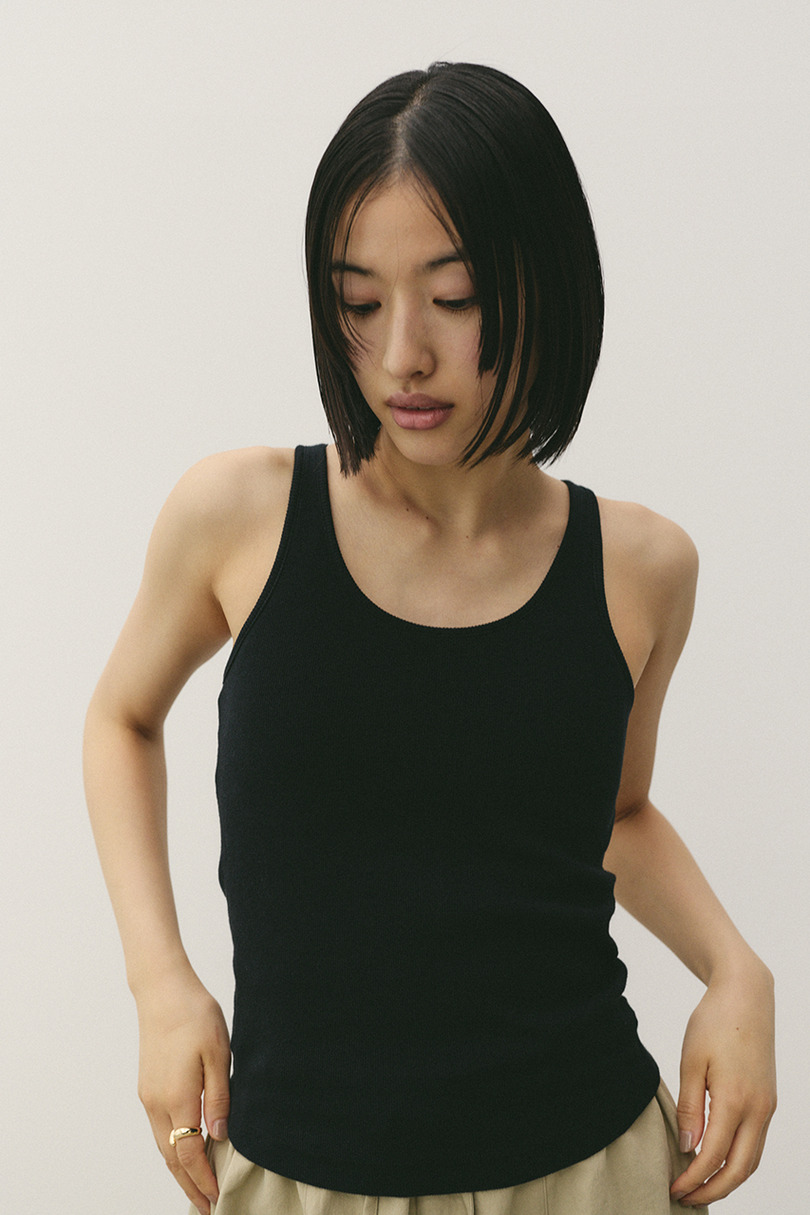 カップ付きリブタンクトップ 詳細画像 BLK 2