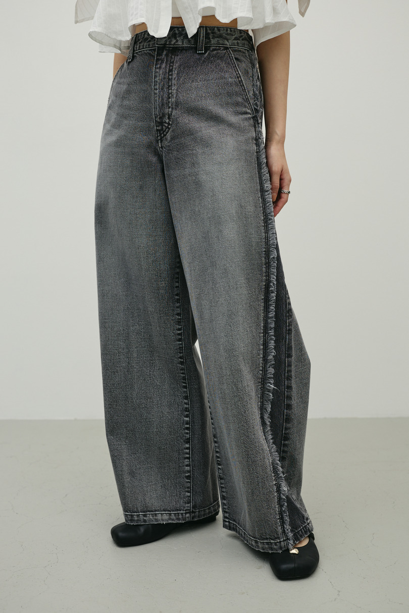 サイドフリンジワイドデニム