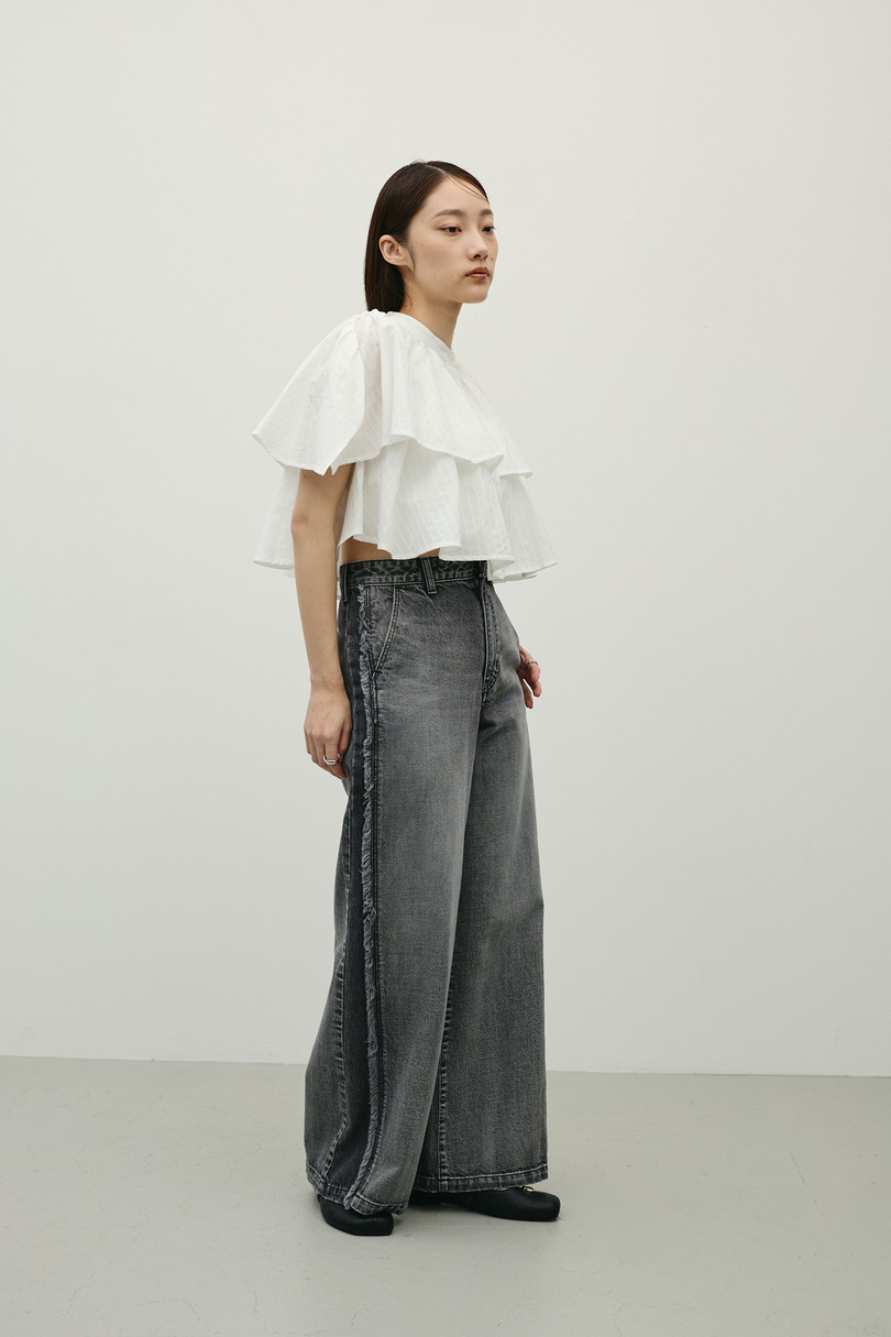 サイドフリンジワイドデニム 詳細画像 BLK 3