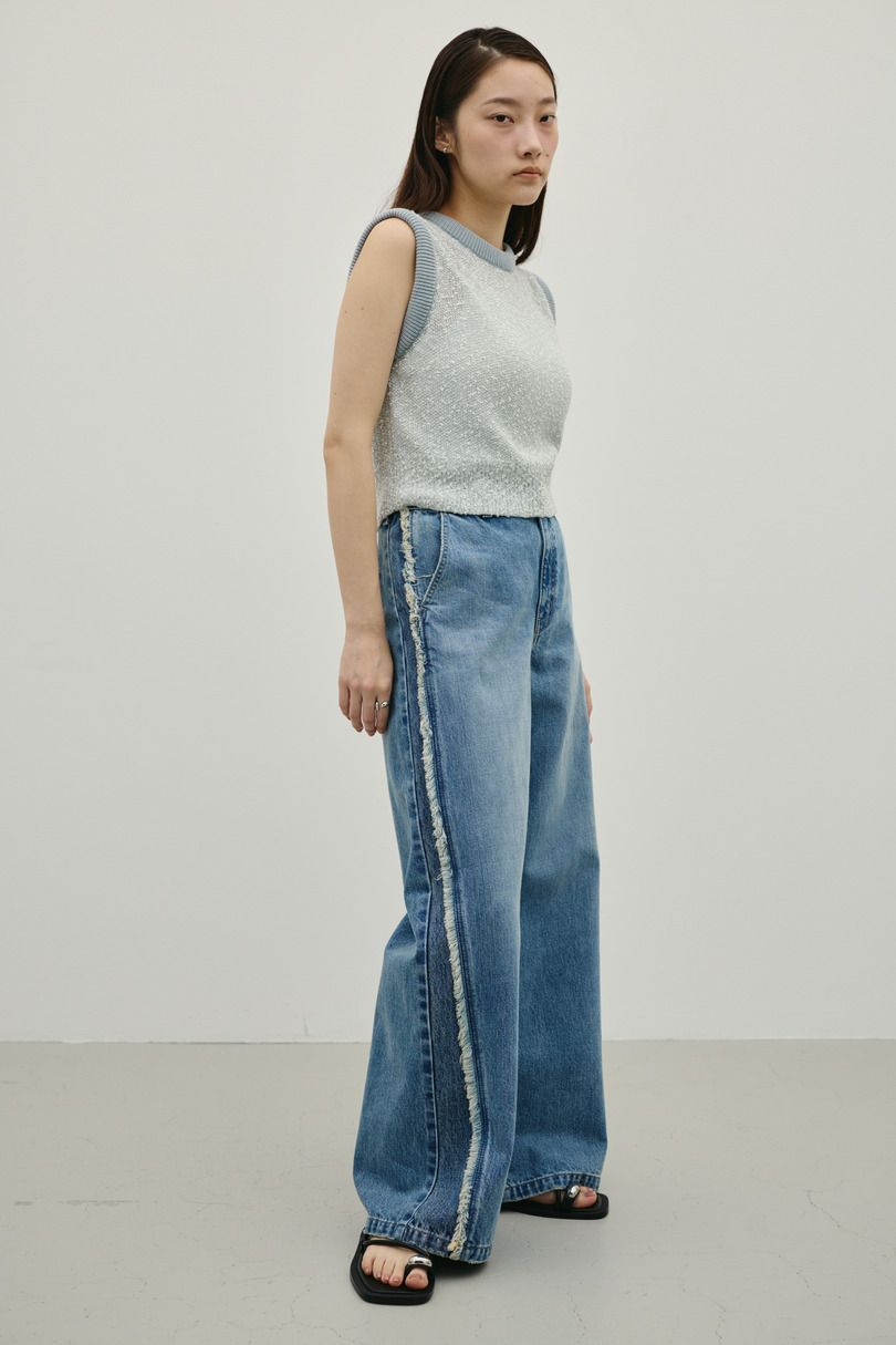 サイドフリンジワイドデニム 詳細画像 BLU 2