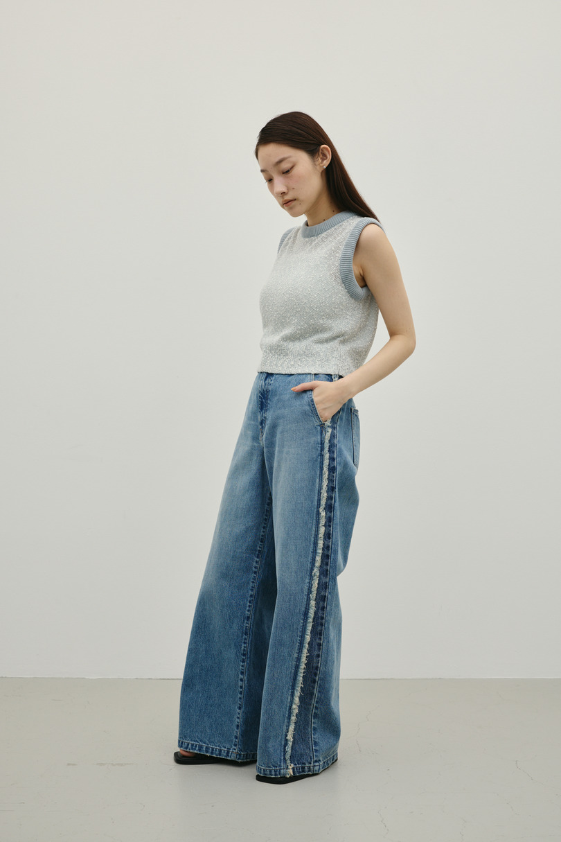 サイドフリンジワイドデニム 詳細画像 BLU 4