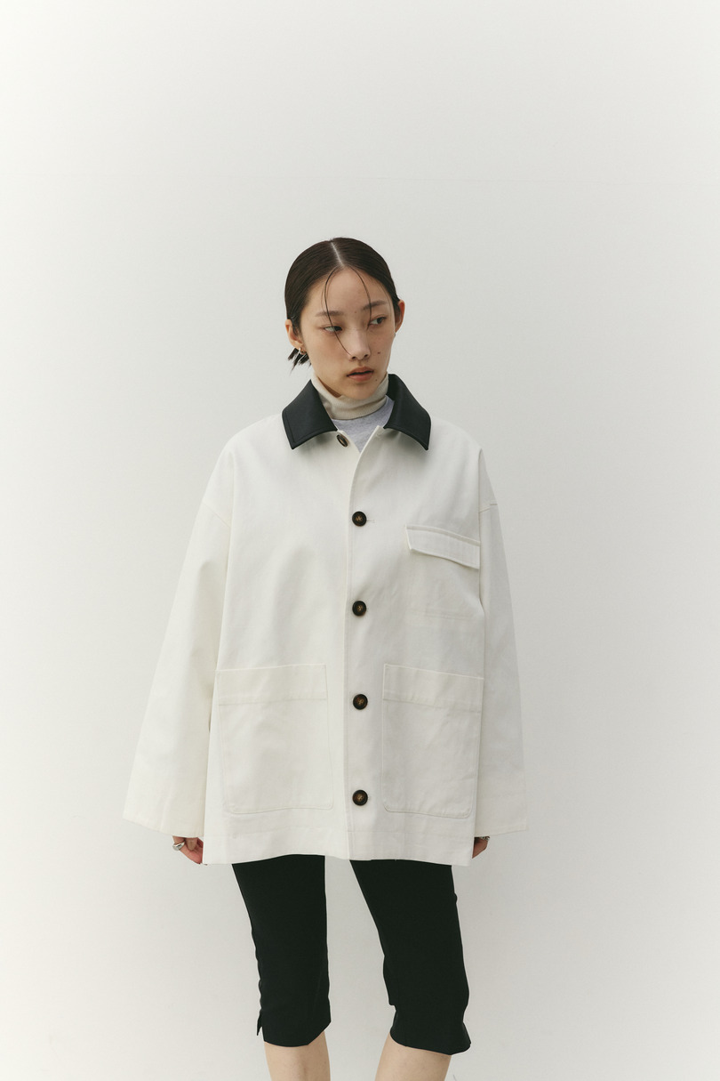 フェイクレザーカラーカバーオール 詳細画像 WHT 7