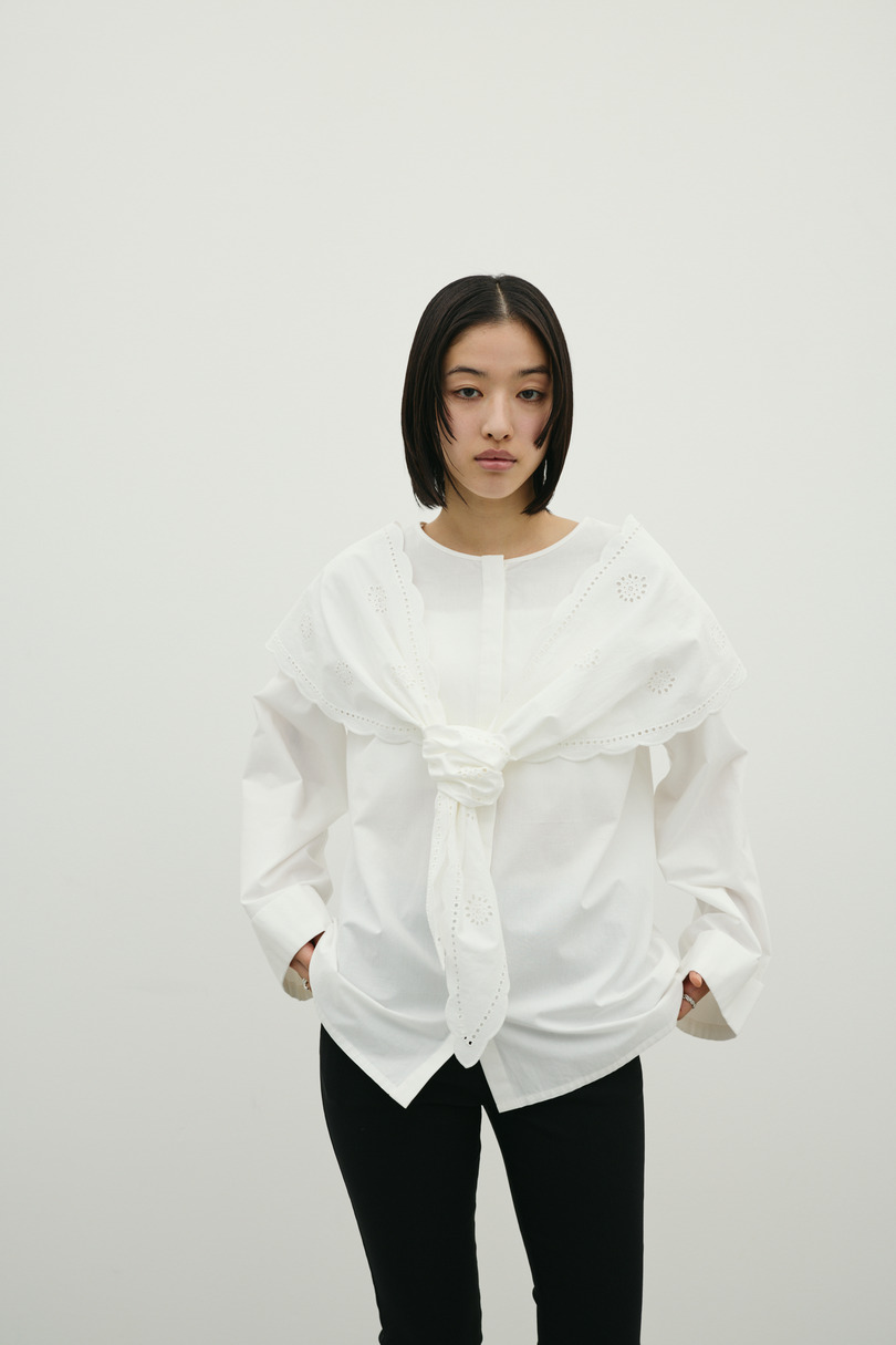 カットワークカラーブラウス 詳細画像 WHT 3
