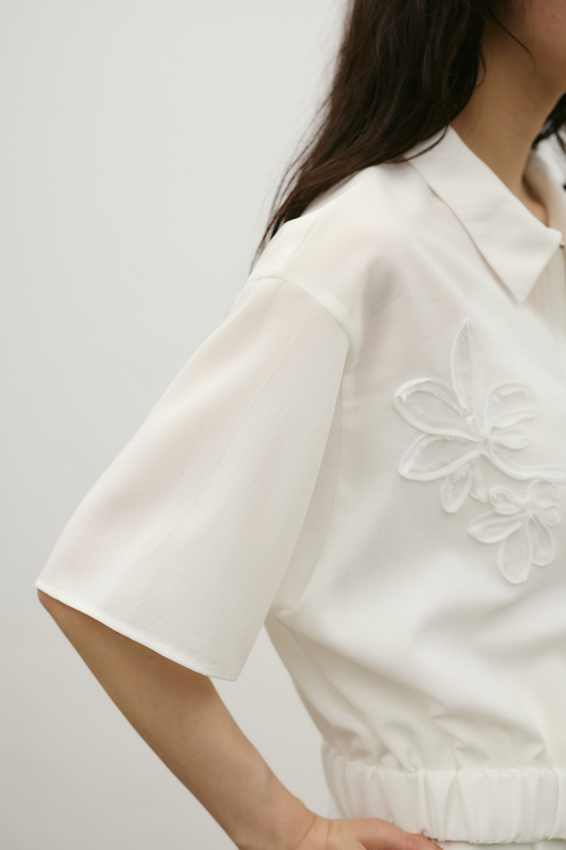 フラワーエンブロイダリージップシャツ 詳細画像 WHT 10