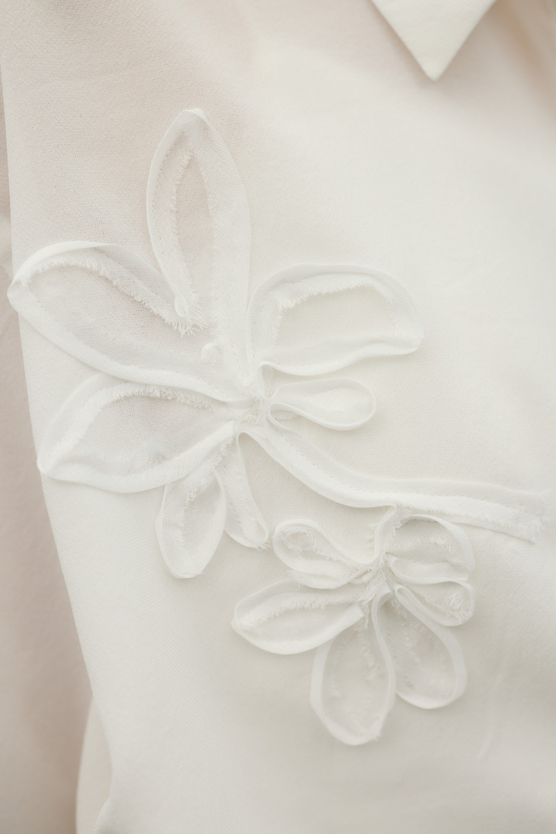 フラワーエンブロイダリージップシャツ 詳細画像 WHT 13