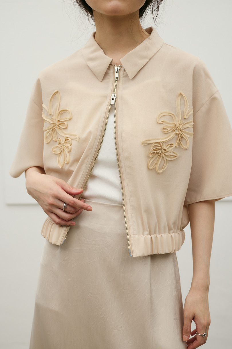 フラワーエンブロイダリージップシャツ 詳細画像 BEG 3