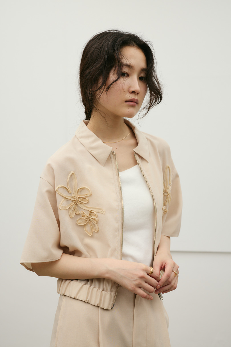 フラワーエンブロイダリージップシャツ 詳細画像 BEG 7