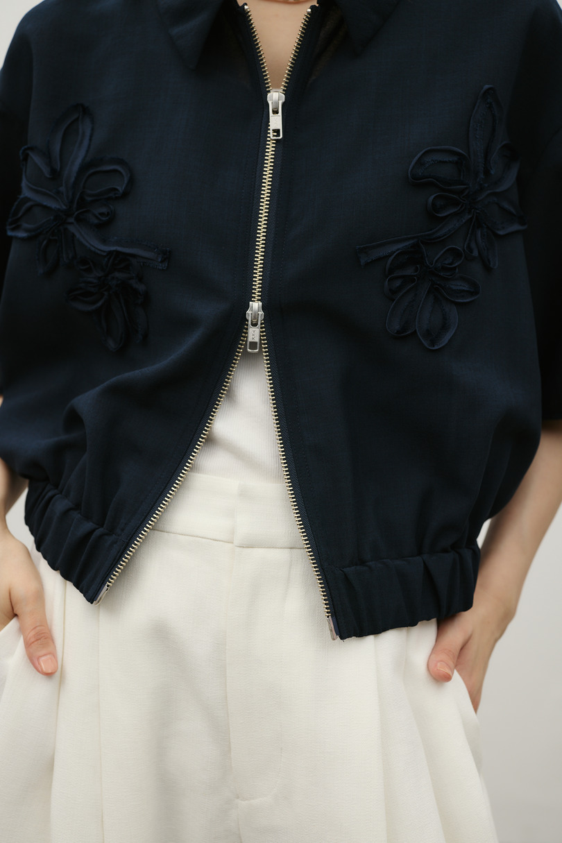 フラワーエンブロイダリージップシャツ 詳細画像 NVY 10