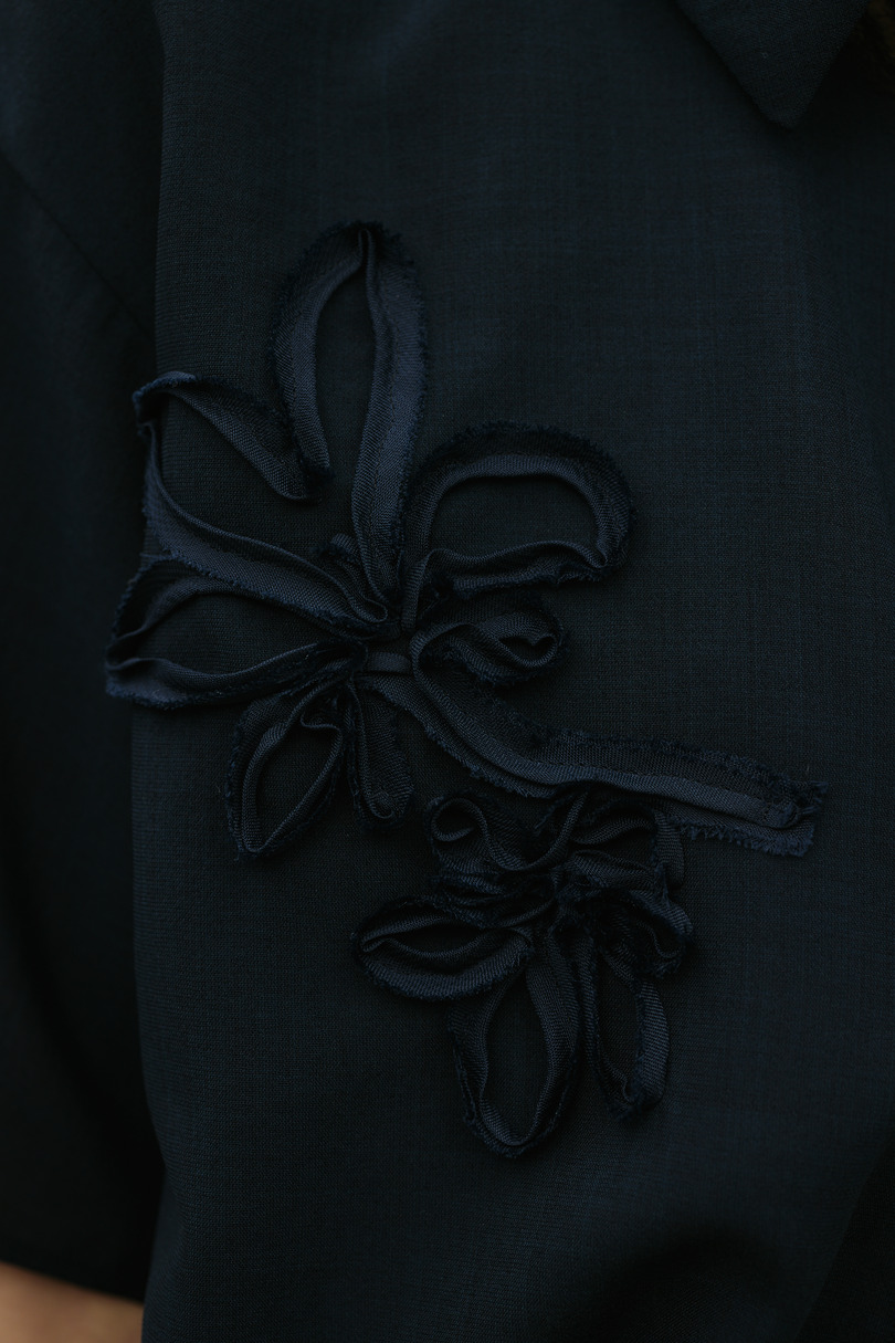 フラワーエンブロイダリージップシャツ 詳細画像 NVY 13