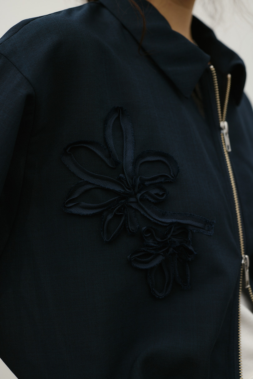 フラワーエンブロイダリージップシャツ 詳細画像 NVY 9