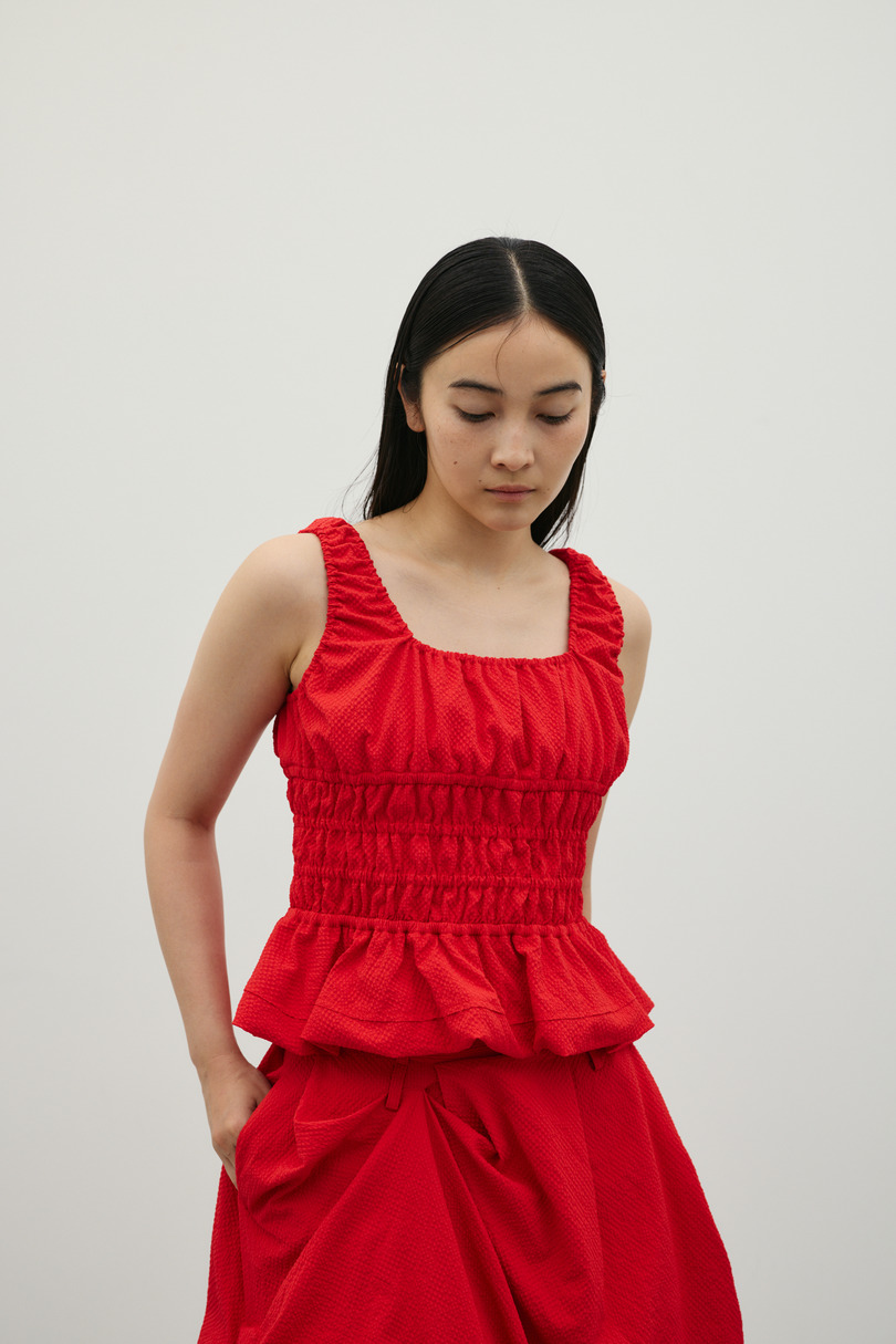 ギャザーペプラムキャミ 詳細画像 RED 3