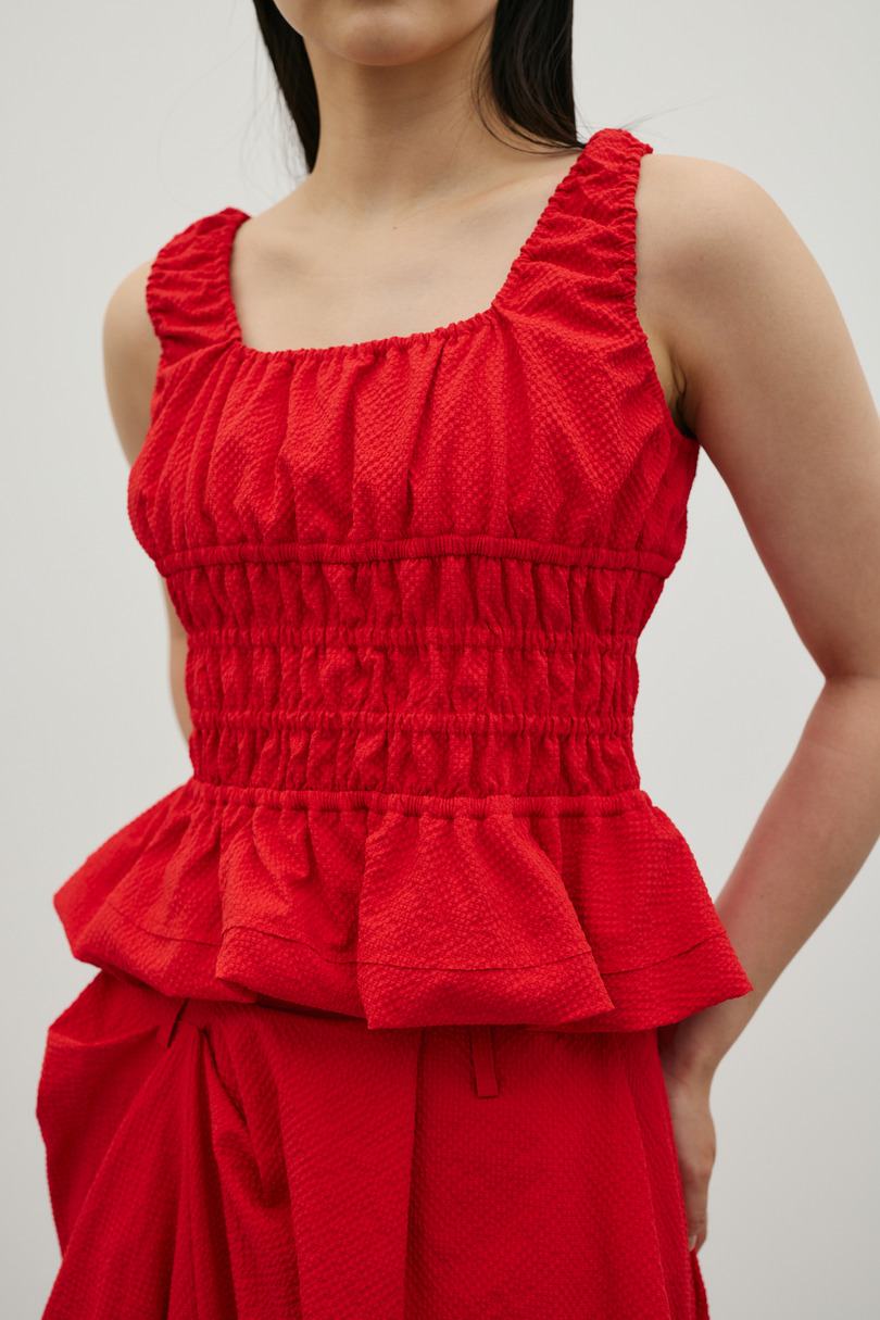 ギャザーペプラムキャミ 詳細画像 RED 4