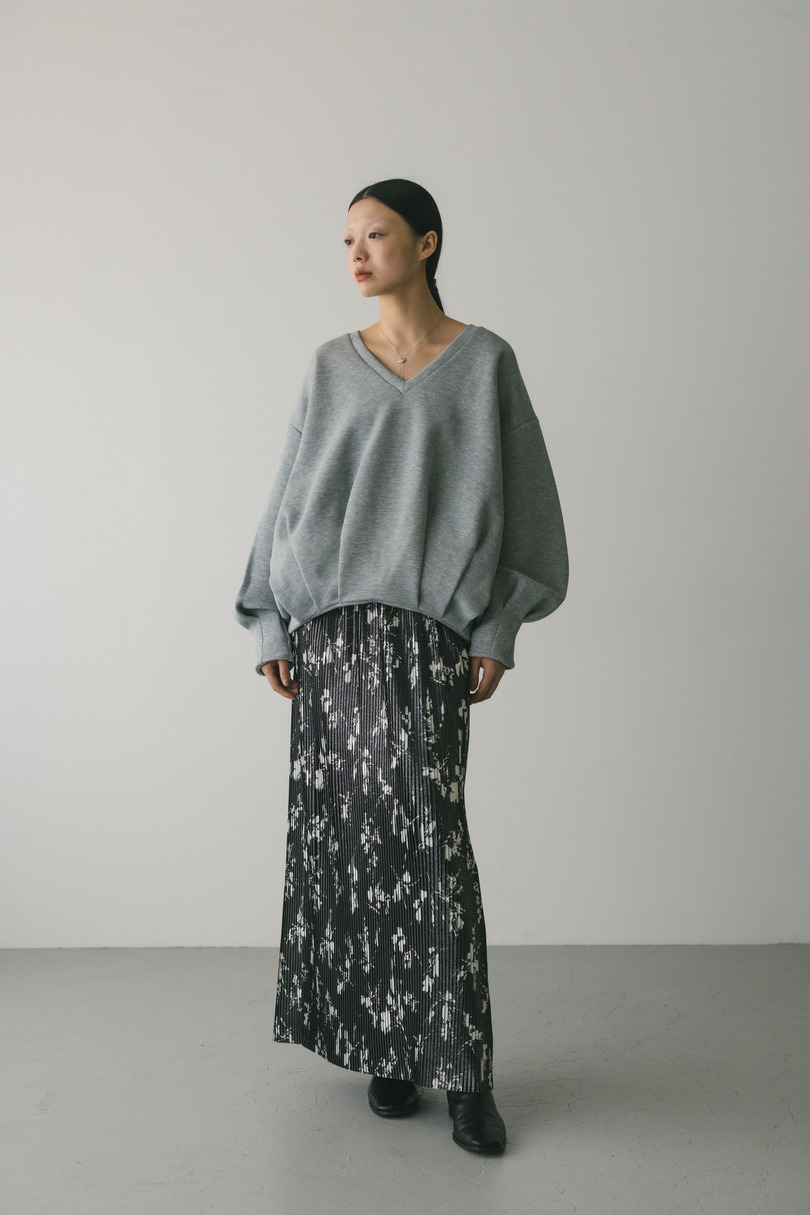 フラワープリントプリーツスカート 詳細画像 BLK 2