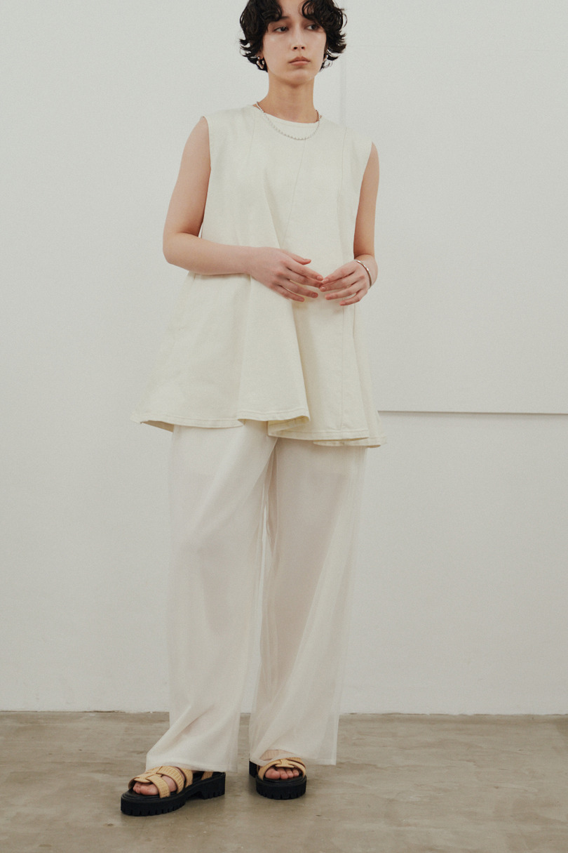 シアーレイヤードリラックスパンツ 詳細画像 WHT 2