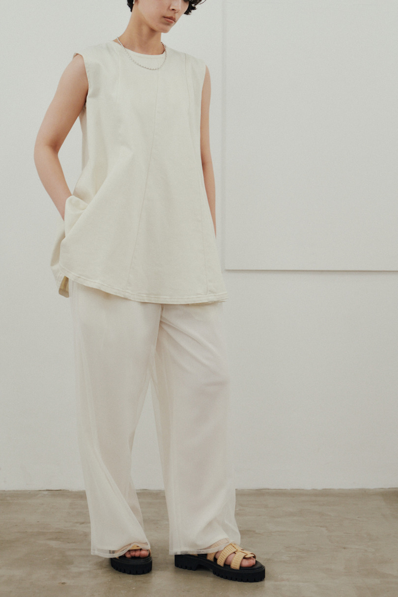 シアーレイヤードリラックスパンツ 詳細画像 WHT 3