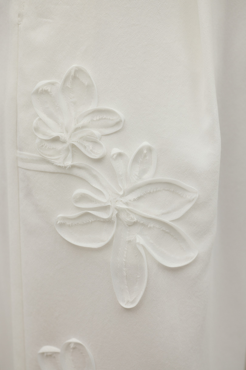 フラワーエンブロイダリータックパンツ 詳細画像 WHT 12