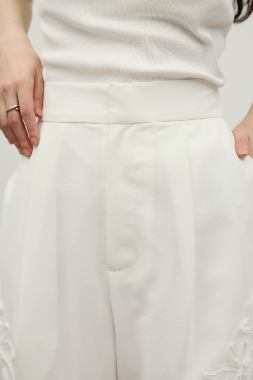 フラワーエンブロイダリータックパンツ 詳細画像 WHT 7