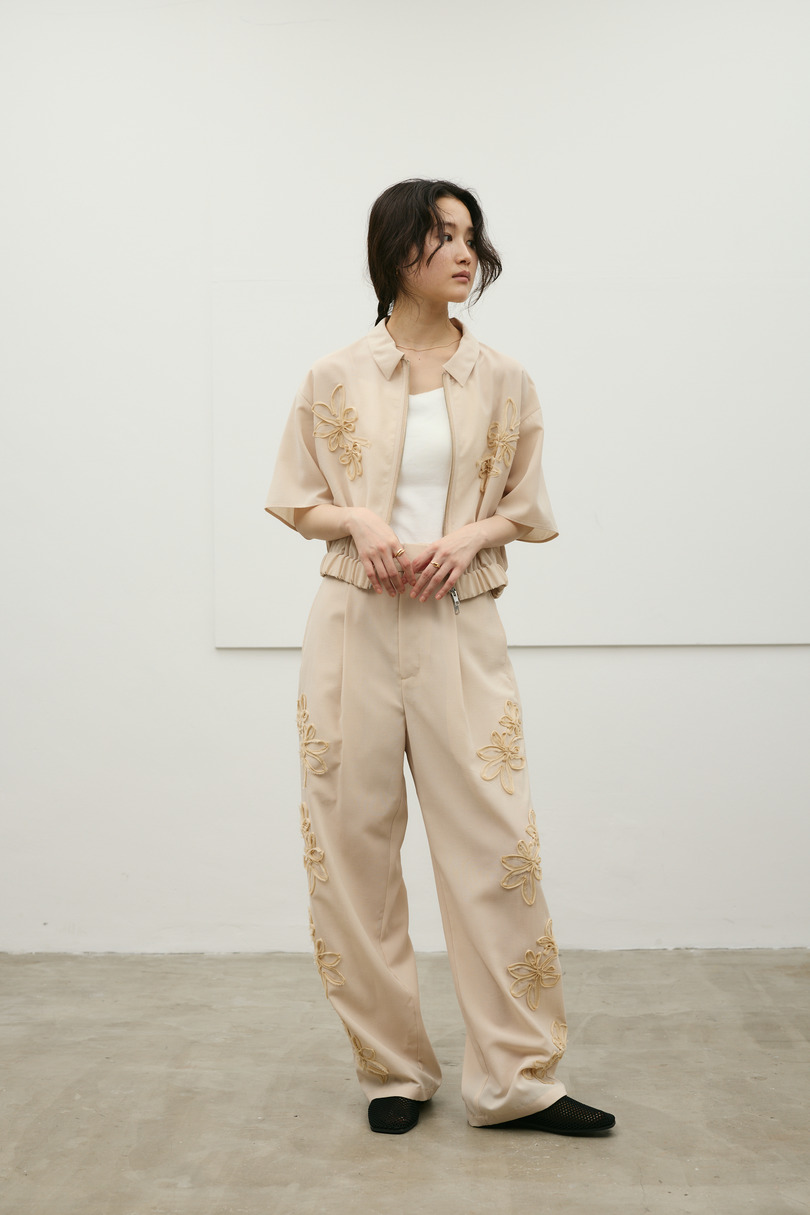 フラワーエンブロイダリータックパンツ 詳細画像 BEG 3