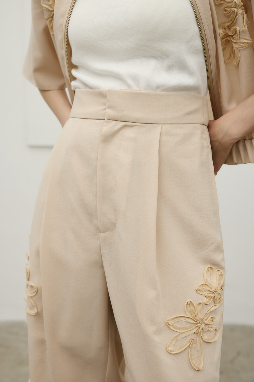 フラワーエンブロイダリータックパンツ 詳細画像 BEG 7
