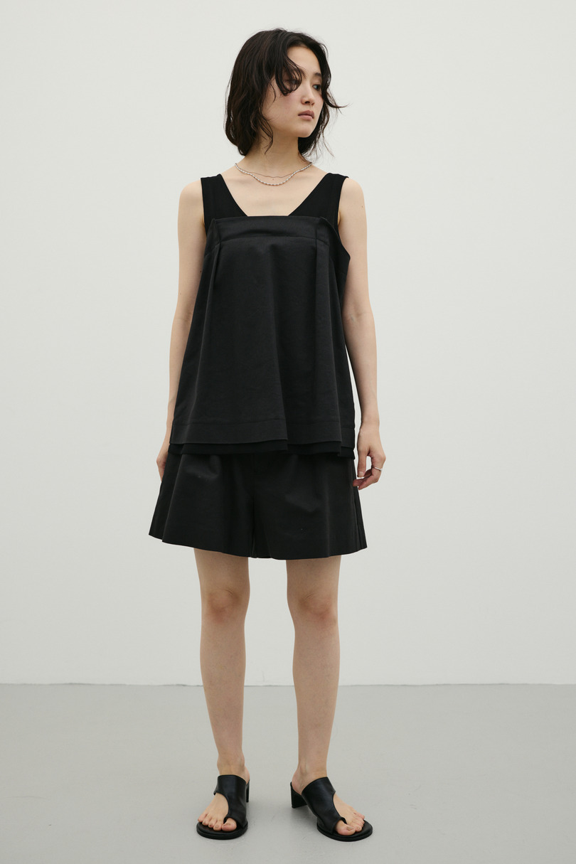 リネンミックスフレアショートパンツ 詳細画像 BLK 5