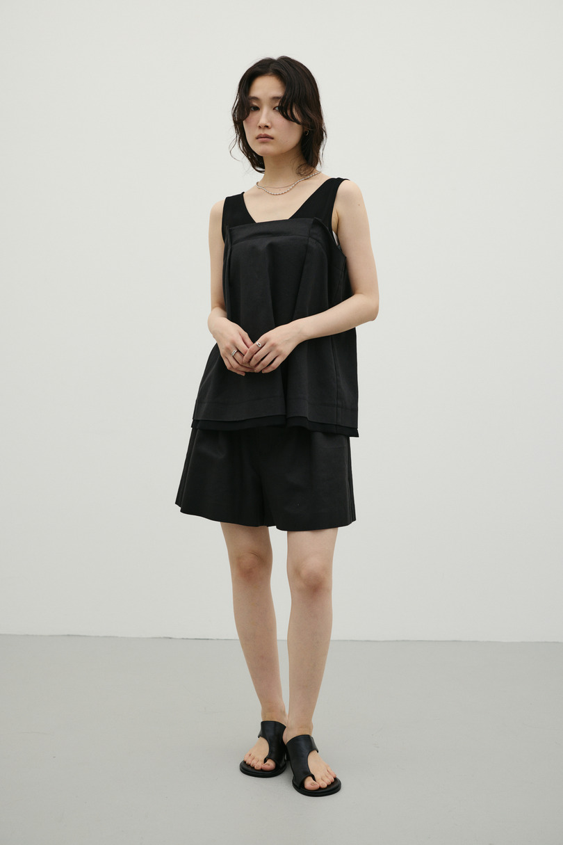 リネンミックスフレアショートパンツ 詳細画像 BLK 6