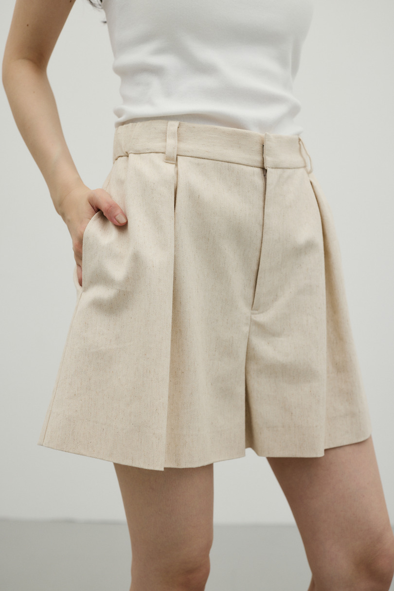 リネンミックスフレアショートパンツ 詳細画像 L/BEG 2