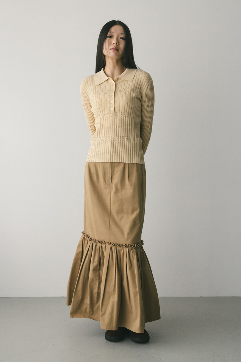 ヘムギャザーチノスカート 詳細画像 BEG 3