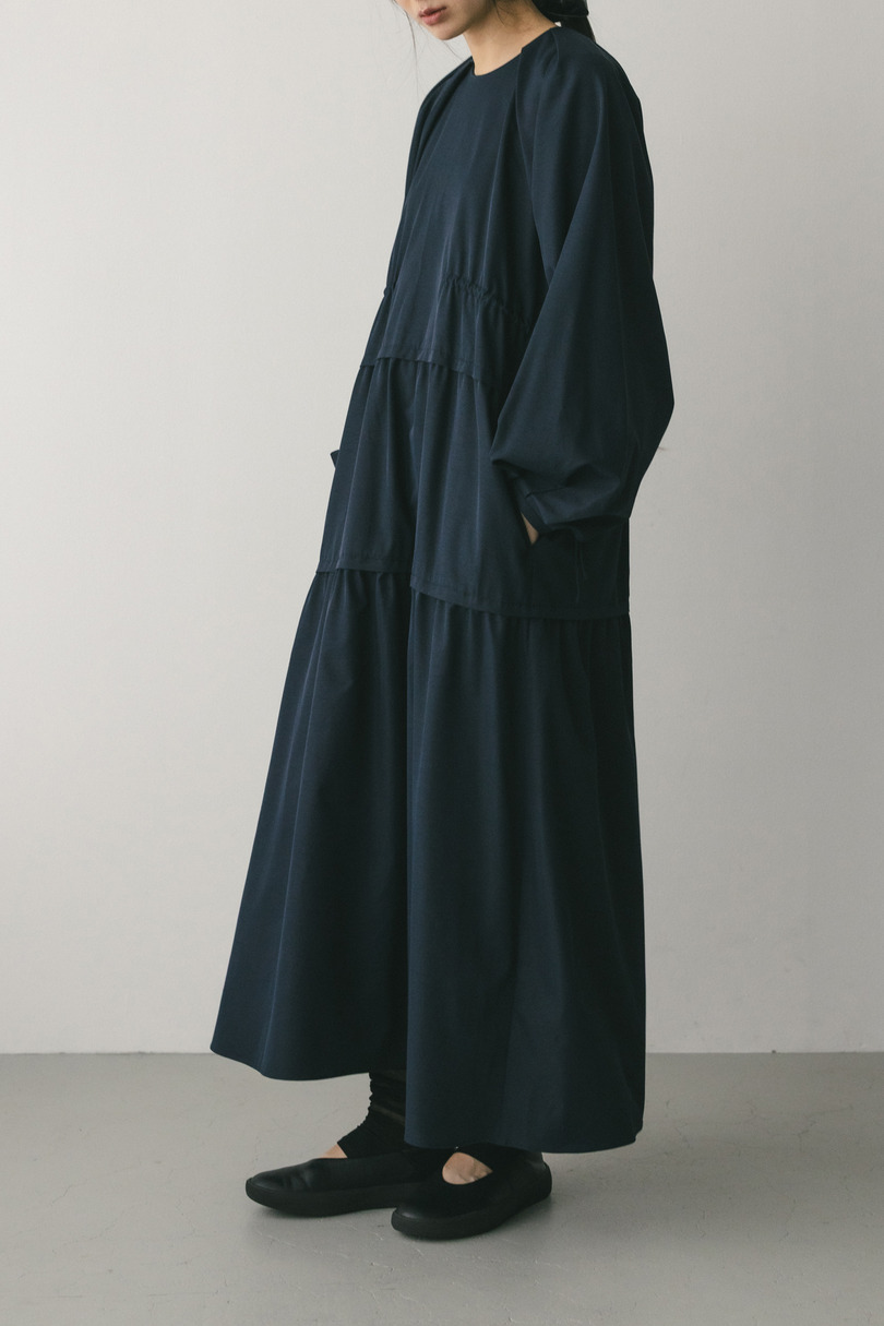 ウエストドロストティアードワンピース