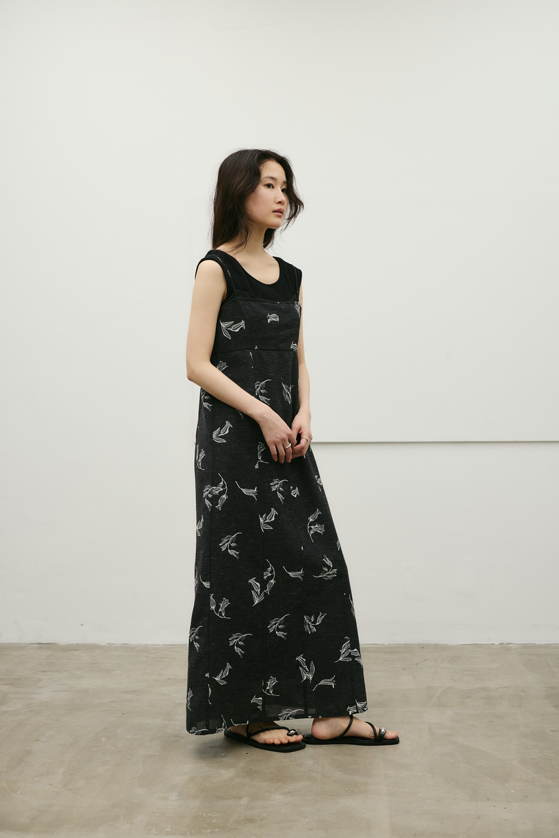 リネンミックスレイヤードキャミワンピース 詳細画像 柄BLK 2