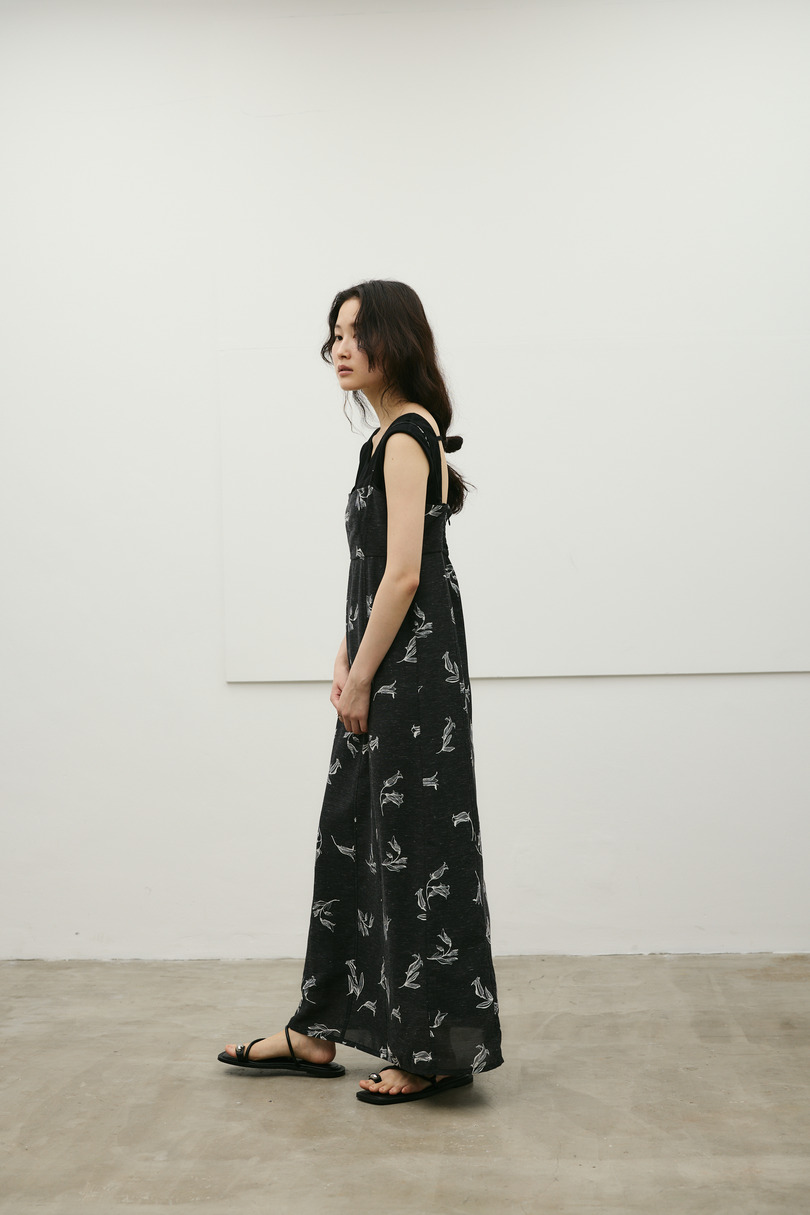 リネンミックスレイヤードキャミワンピース 詳細画像 柄BLK 4